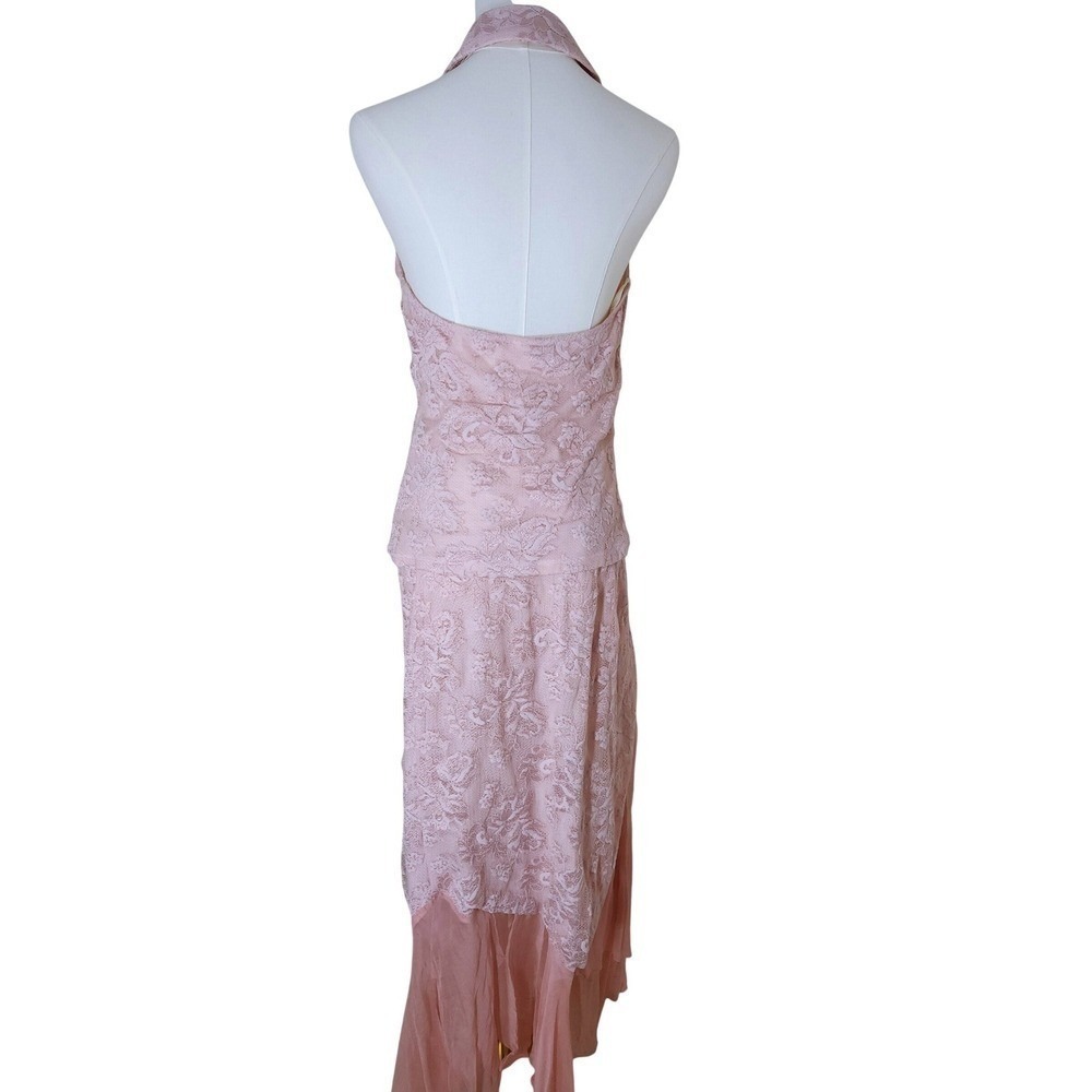 Casadei Blush Pink Lace & Chiffon 2-Piece asymemtrical hem Dress Set Large - Picture 3 of 13
